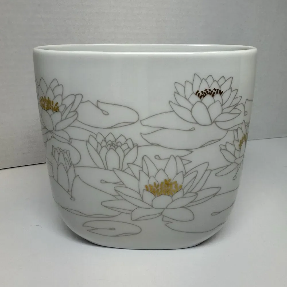 Vintage Rosenthal Studio Linie Germany Porcelain Lily Pad Print Ovoid Shape Vase
